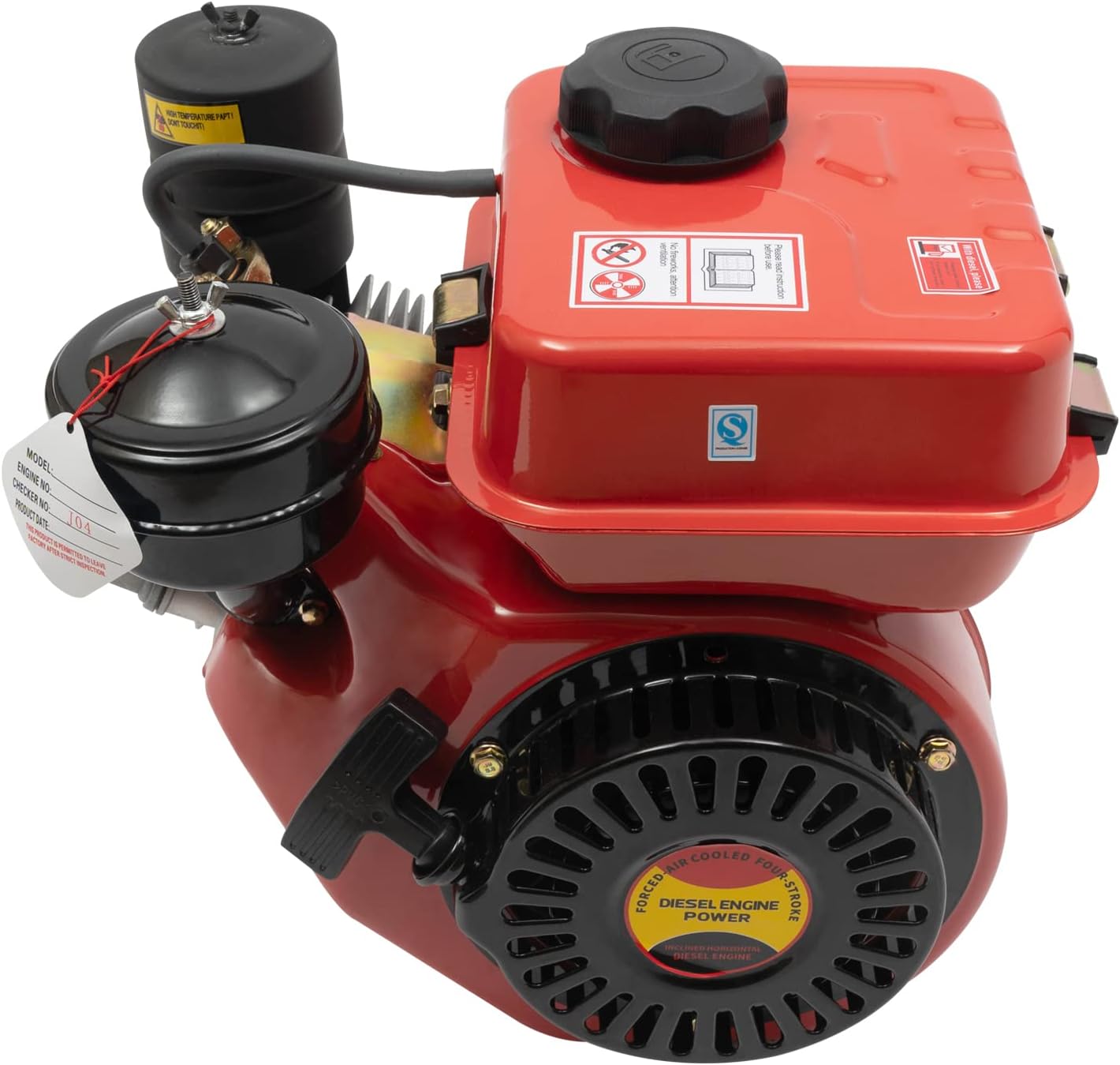 QUEWATSA Motor diésel de 4 tiempos, motor Go Kart de 2.2kW, motor monocilíndrico refrigerado por aire, sistema de arranque de retroceso, motor