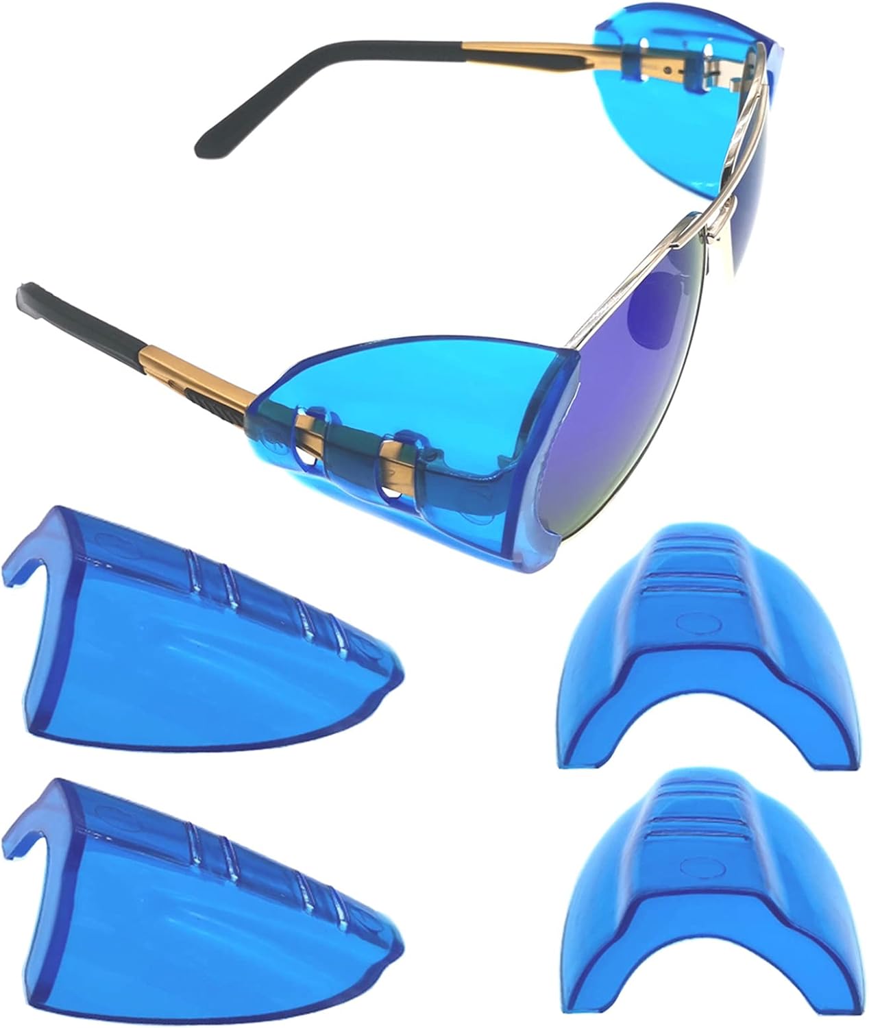 KMDJG 2 pares de protectores laterales para lentes de seguridad, protectores laterales deslizantes, se adaptan a marcos de anteojos pequeños a
