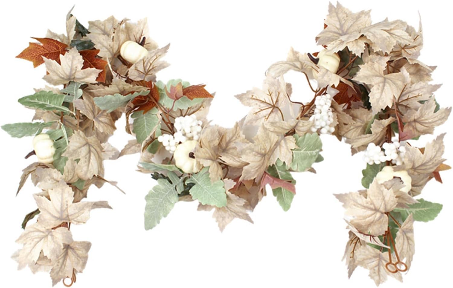 Tonos terrosos follaje otoño blanco arce vid otoño fácil cuidado cosecha decoración con diseño único ratán para Acción de Gracias Halloween C