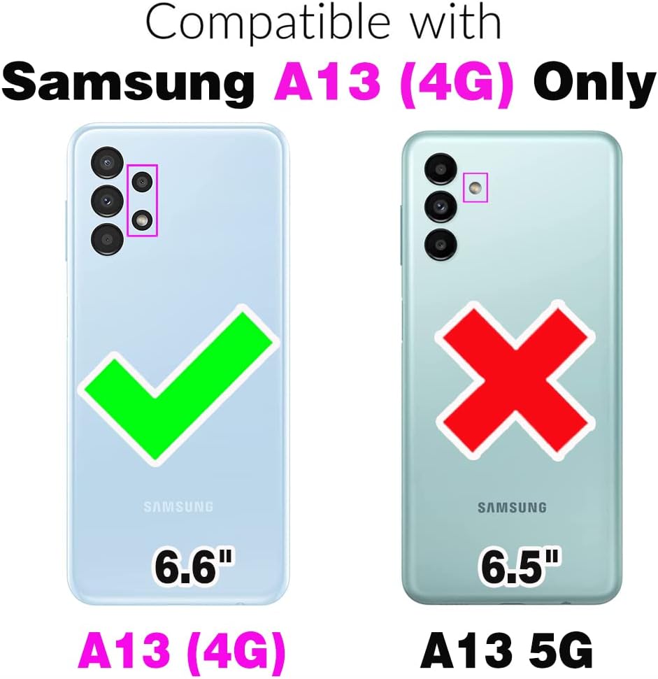 Asuwish Compatible con Samsung Galaxy A13 4G – Funda tipo cartera y protector de pantalla de vidrio templado, soporte para tarjetas, anillo