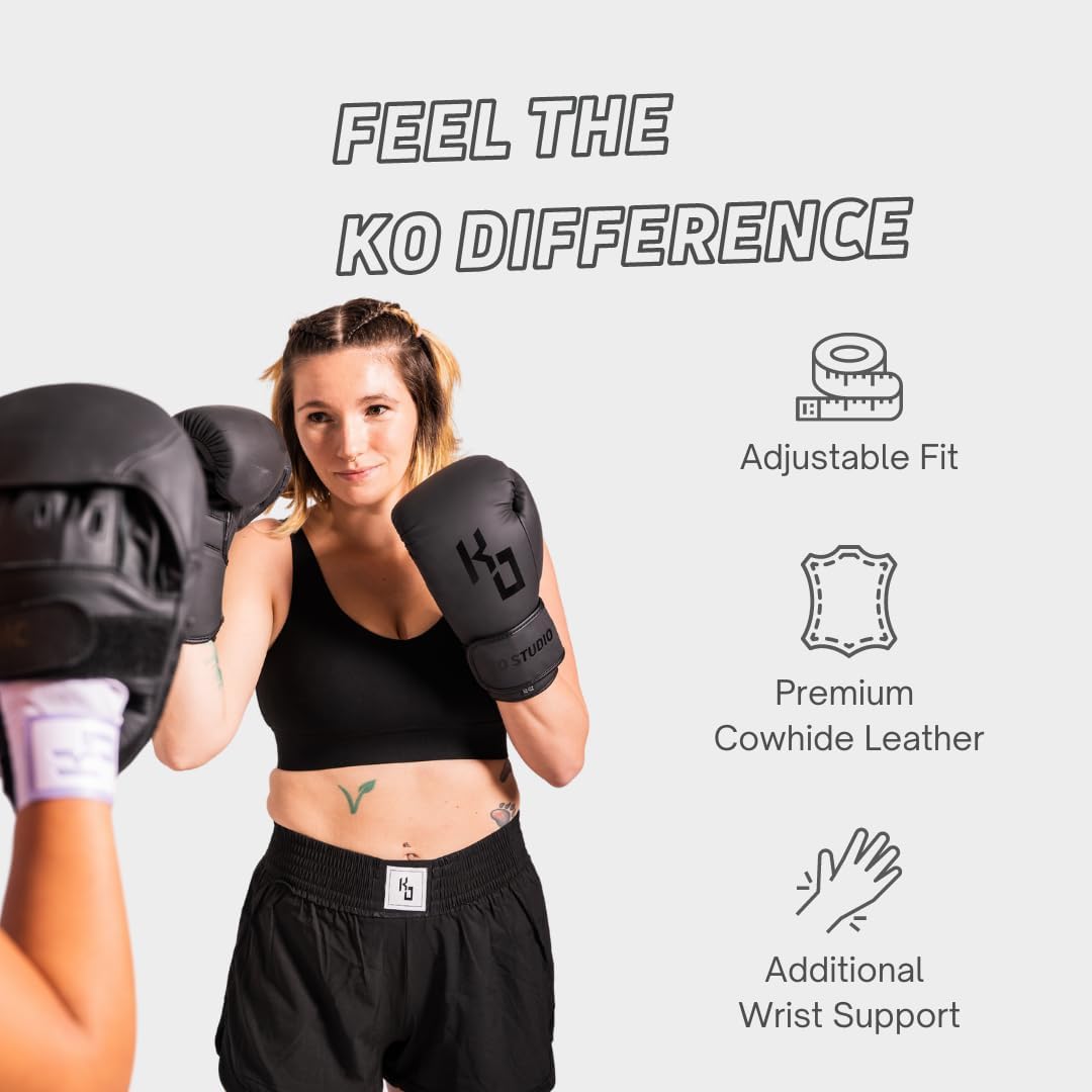 KoStudio Guantes de boxeo de piel sintética para mujer, color morado lavanda, kickboxing, Muay Thai, MMA para mujer, guantes de boxeo pesados para