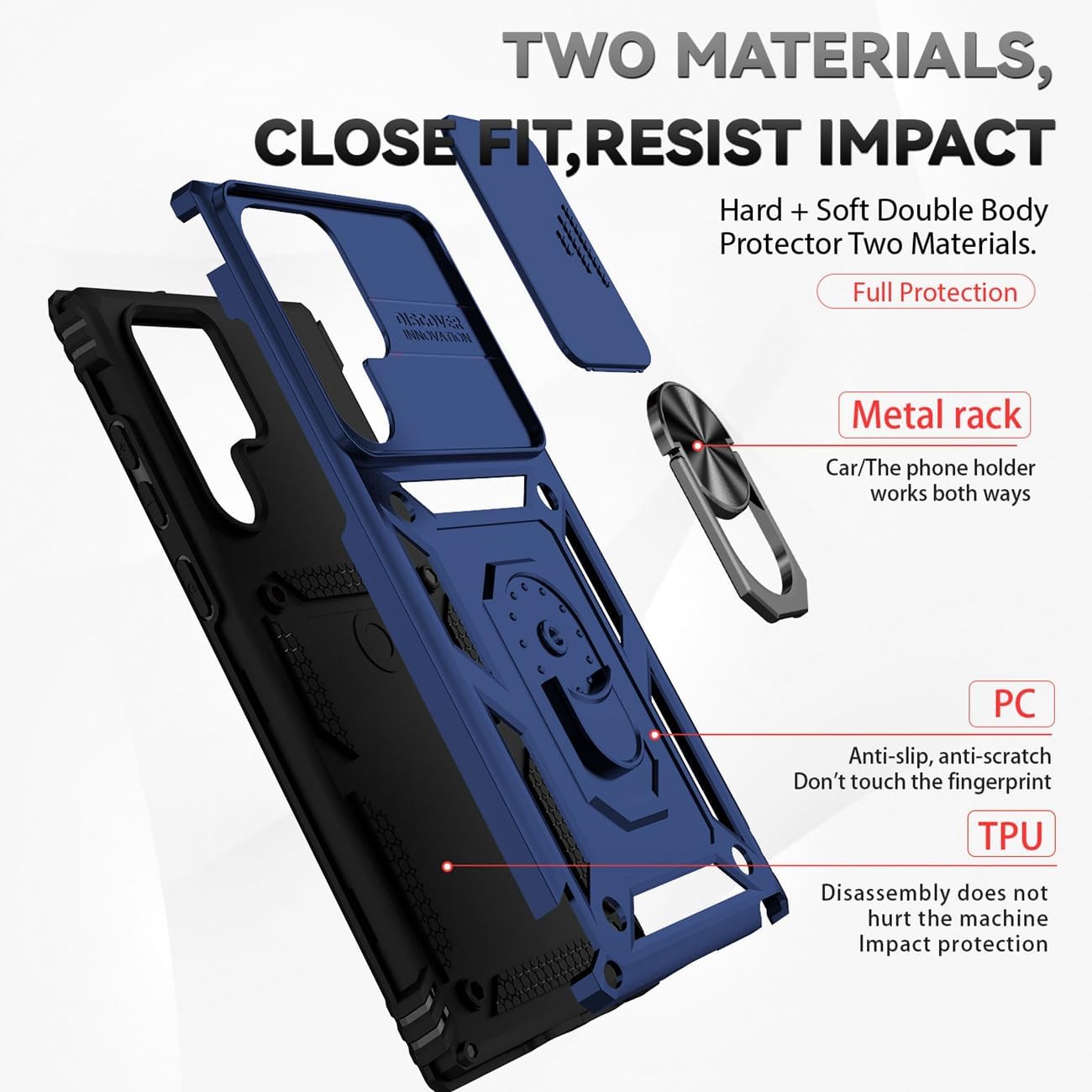 Yodueiv Funda para Galaxy S22 Ultra, Samsung S22 Ultra SM-S908U con protector de pantalla de vidrio templado y cubierta para cámara deslizante,