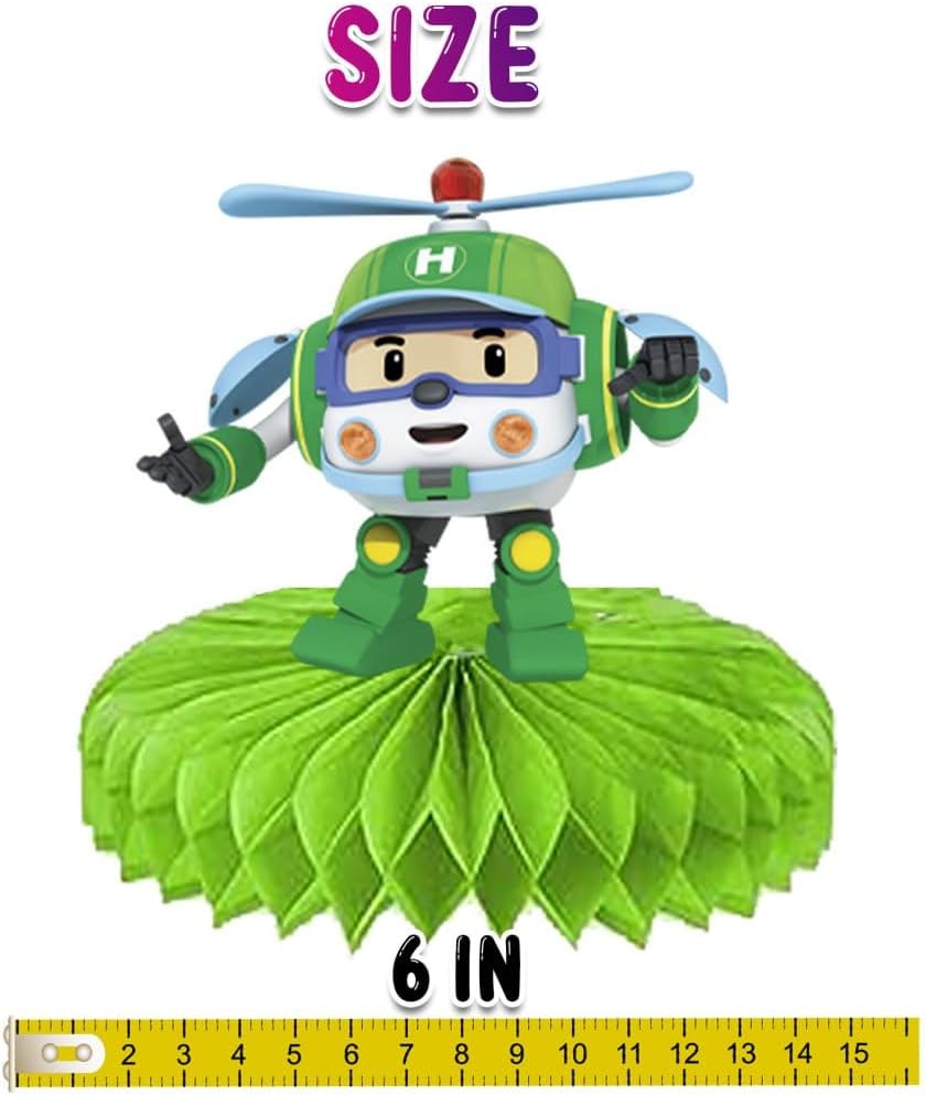 Whimsical Cartoon Robocar Poli 5 PCS Honeycomb Set  Añade diversión Robocar a tu decoración