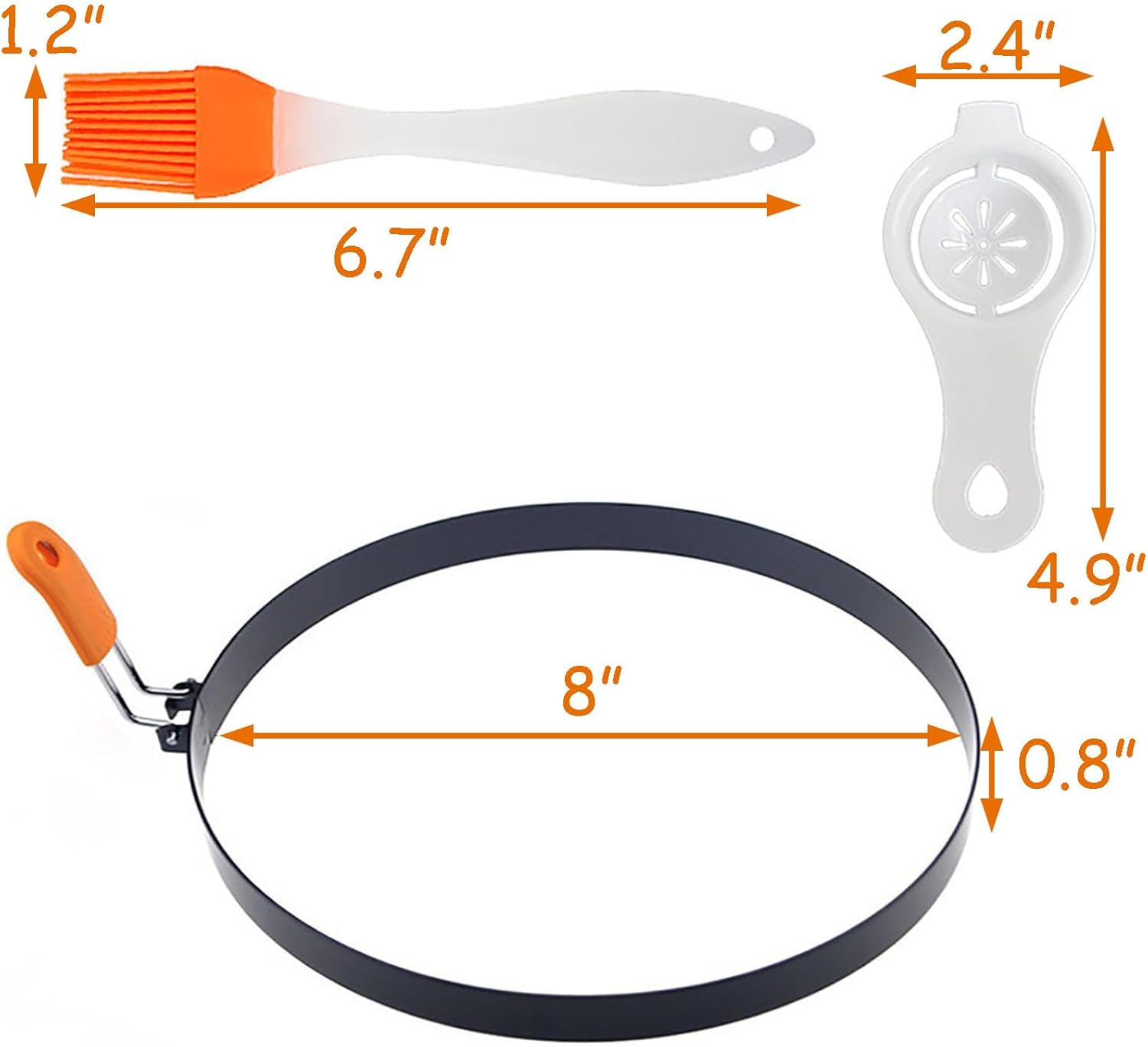 2 paquetes de moldes para panqueques de 8 pulgadas, anillo grande para huevos de tortilla para freír huevos, anillos redondos de cocina con mango