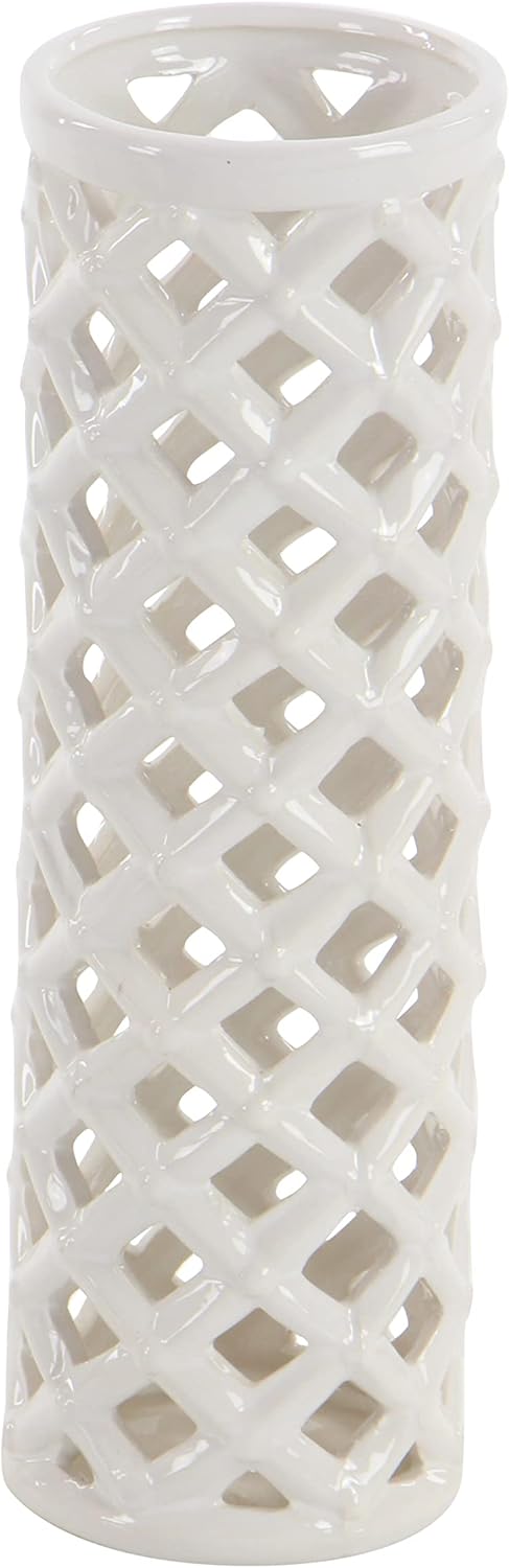 Deco 79 92561 Jarrón de cerámica, 4″ x 12″