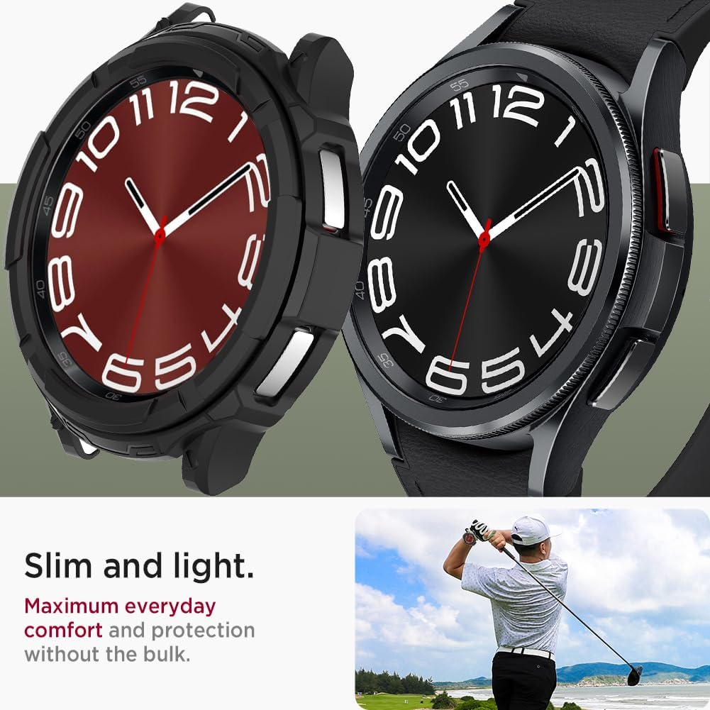 Miimall Funda compatible con Samsung Galaxy Watch 6 Classic de 1.73 pulgadas, carcasa protectora militar de TPU + anillo para Galaxy Watch Classic 6