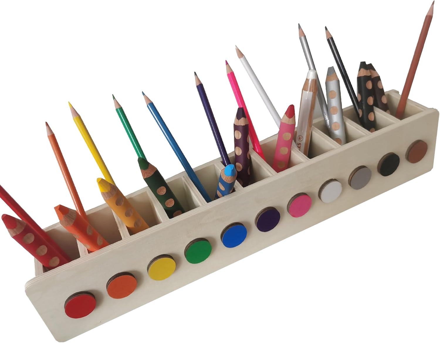 Montessori – Soporte para bolígrafos de madera para niños, organizador de escritorio de clasificación de colores para niños de jardín de infantes