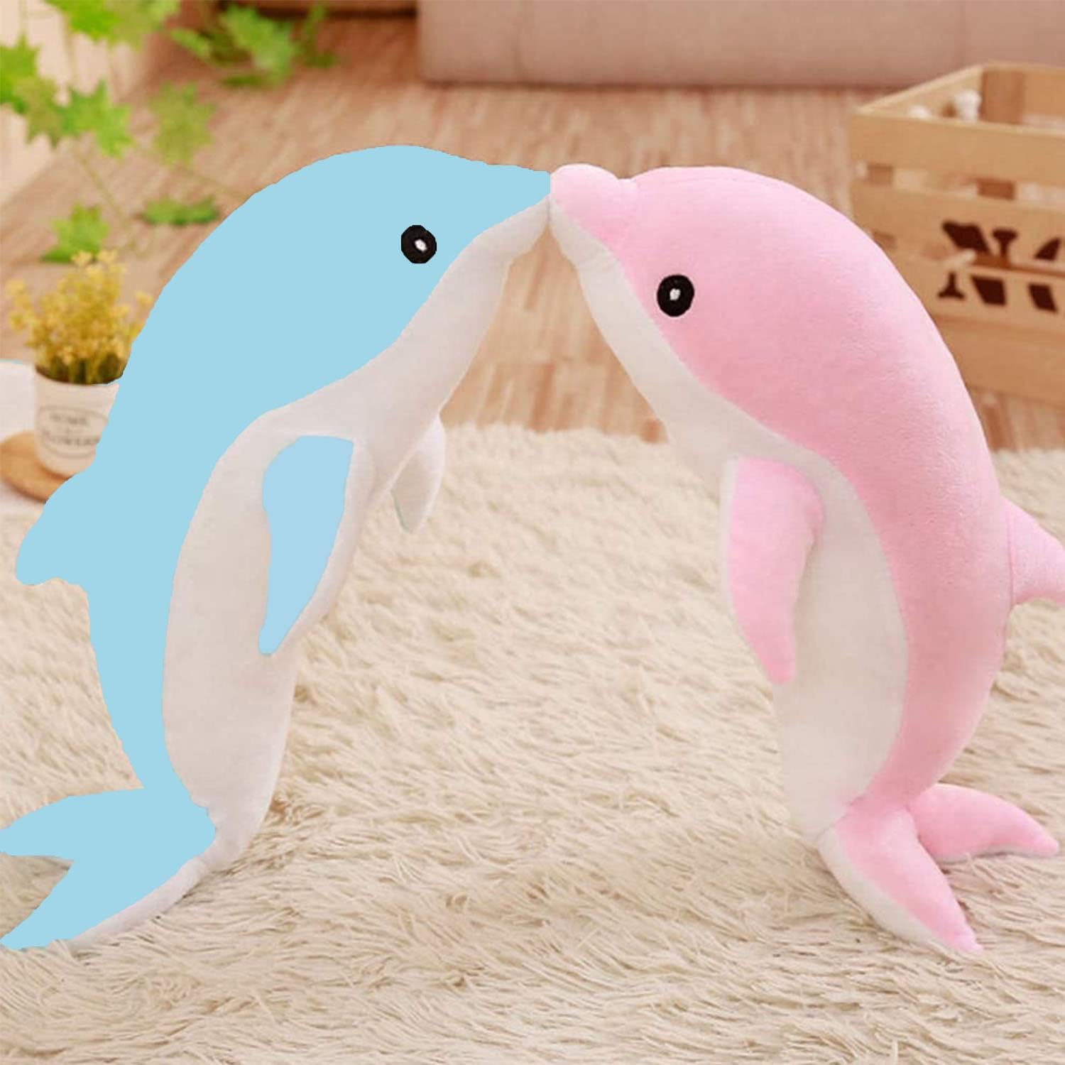 Almohada de peluche de delfín, súper suave, juguete de peluche de animales marinos, muñecas para niños y niñas, cojín para dormir, regalo (19.68
