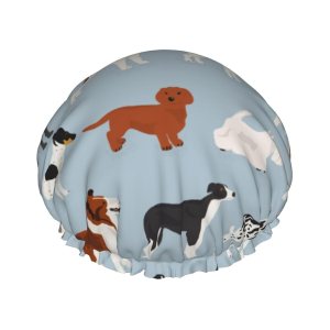 Gorro de ducha  Gorros de ducha impermeables de doble capa compatibles con perros diferentes lindos para mujeres y niñas, gorros de pelo para ducha Gorro de ducha  Gorros de ducha impermeables de doble capa compatibles con perros diferentes lindos para mujeres y niñas, gorros de pelo para ducha