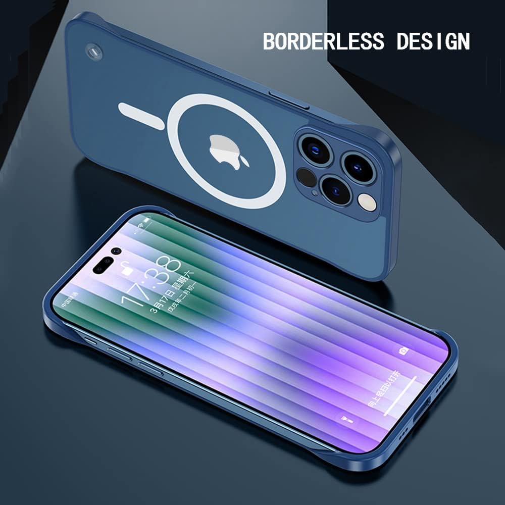 Omio – Funda magnética delgada para iPhone 15 Pro compatible con MagSafe, transparente mate, ultrafina, diseño sin marco, sin bordes con bucle para