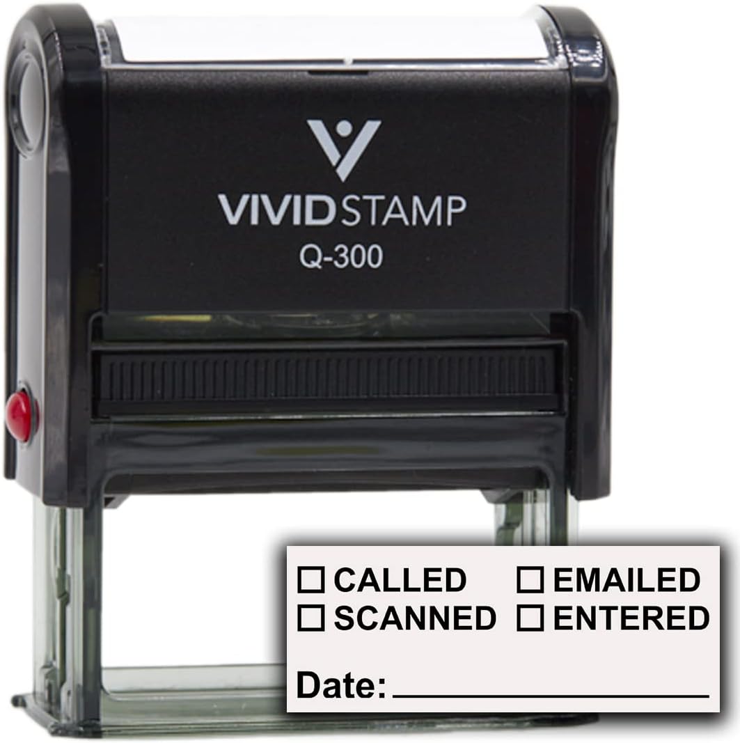 Llamado  Escaneado  Enviado por correo electrónico con sello de goma de oficina autoentintado de línea de fecha (tinta negra) – Q-300