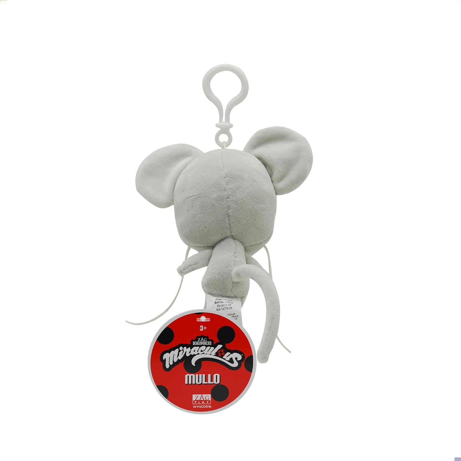 Miraculous Ladybug – Kwami Lifesize Mullo, juguete de peluche de ratón de 5 pulgadas con clip para niños, juguete de peluche coleccionable súper