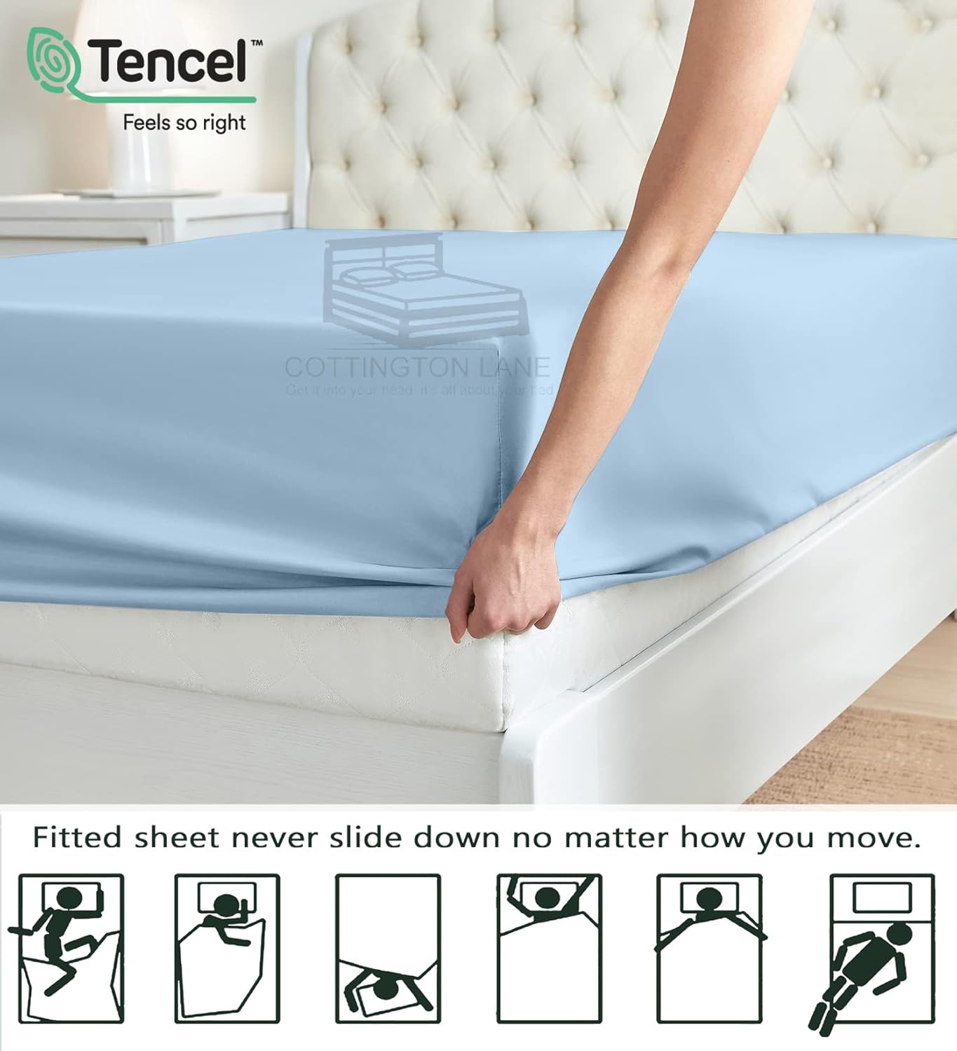 Tencel Split Cal King – Juego de sábanas para cama ajustable, 100% eucalipto, Tencel Lyocell – Sábanas divididas de 5 piezas para camas ajustables