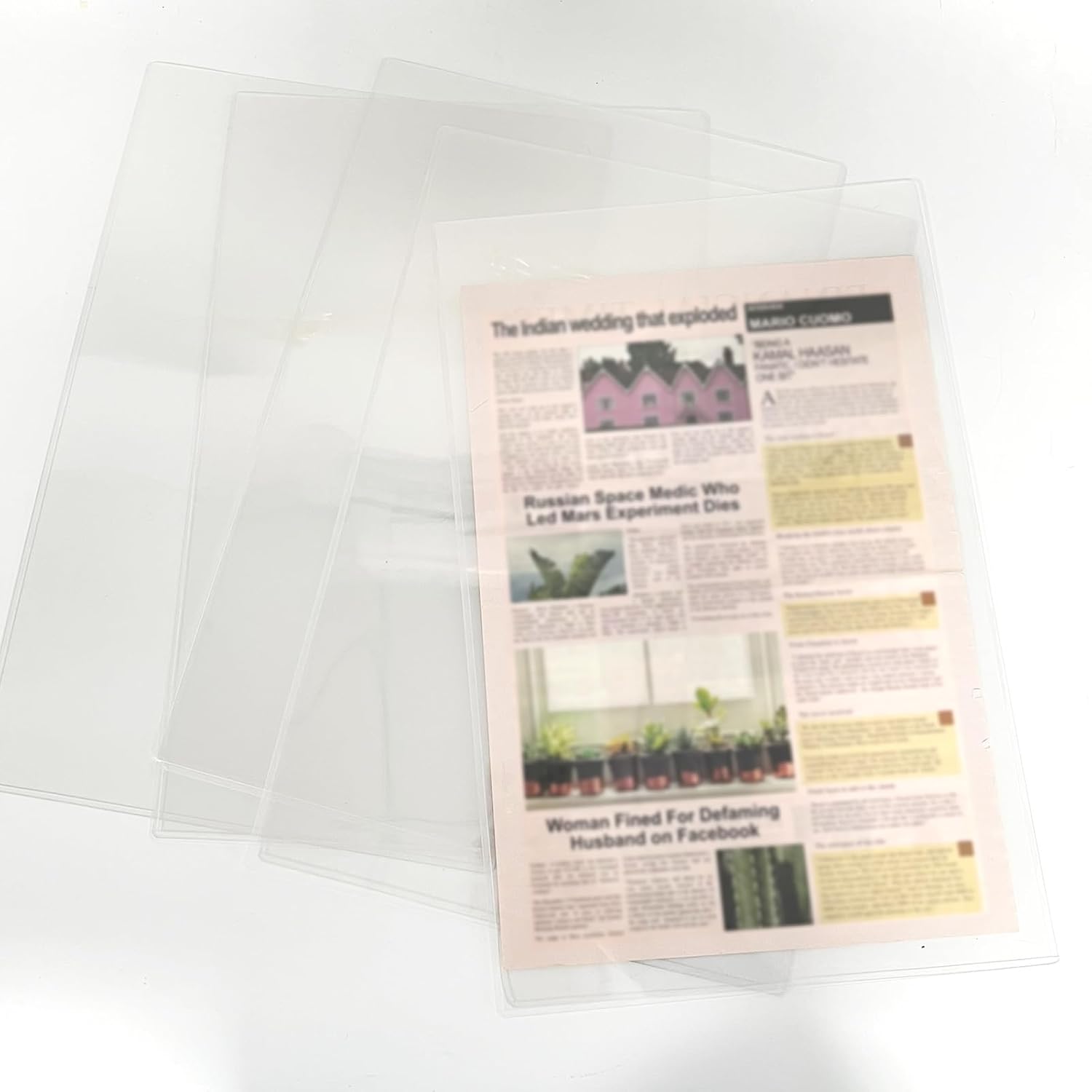 Rainmae Paquete de 5 protectores rígidos de impresión de 11 x 17 pulgadas, protectores de hojas de plástico duro impermeables transparentes, fundas