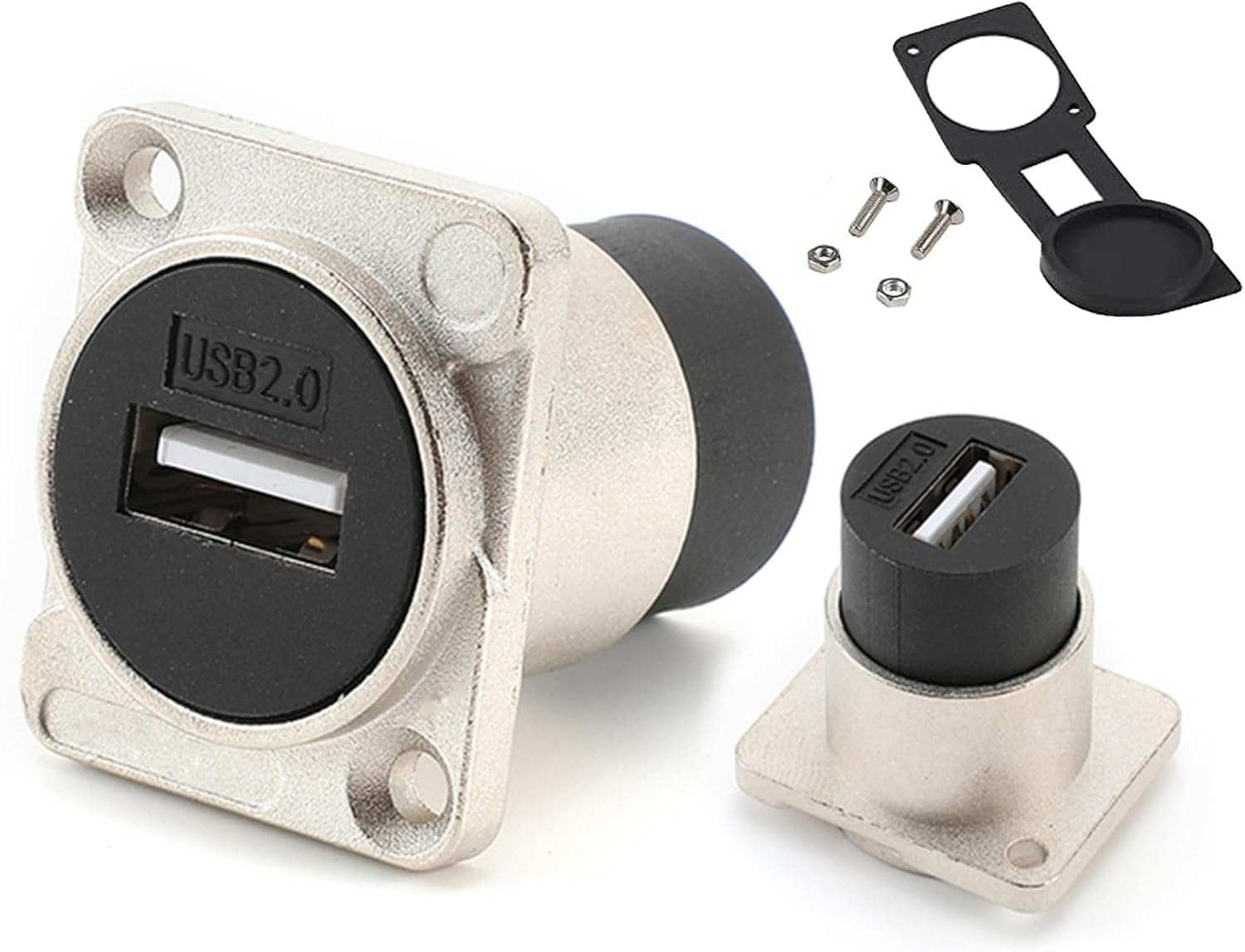 PENGLIN 2 conectores USB 2.0 de montaje en panel, puerto USB tipo D, enchufe hembra de transferencia de datos, alimentación a través del acoplador