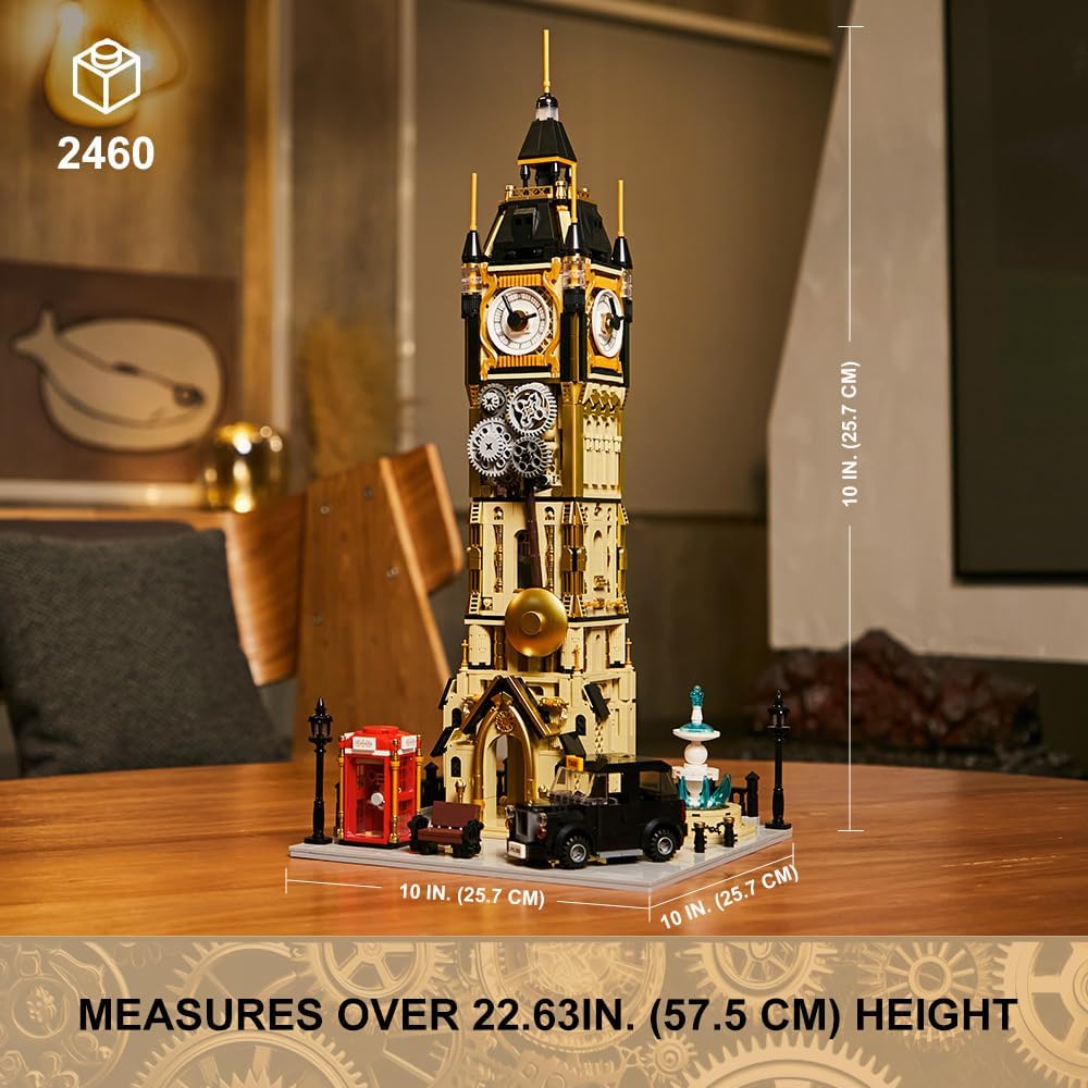 Juego de construcción de arquitectura Big Ben, juego de ladrillos de construcción de torre de reloj Steampunk, kit de construcción de pantasy para