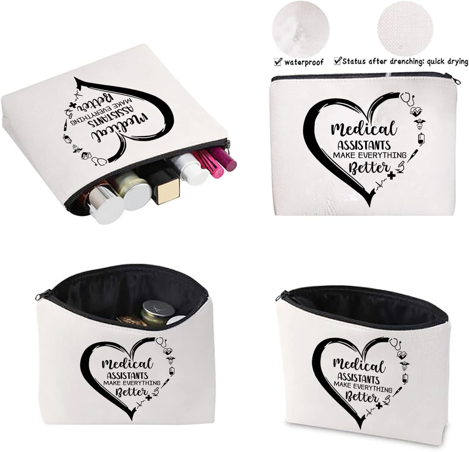 CMNIM Bolsa de maquillaje para asistente médico, bolsa de suministros de graduación para la escuela de enfermería, regalos para enfermeras, médicos,