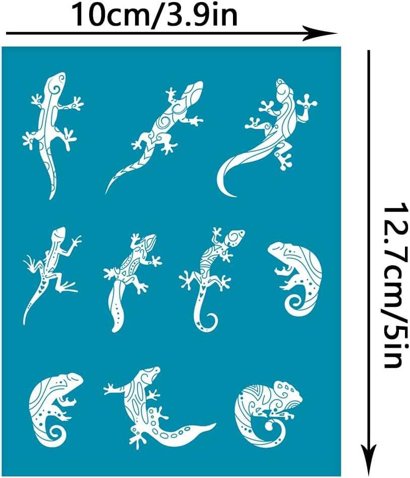 OLYCRAFT Plantillas de arcilla de 4 x 5 pulgadas, pantalla de seda con patrón de lagarto pequeño para plantillas de pantalla de seda de polímero,