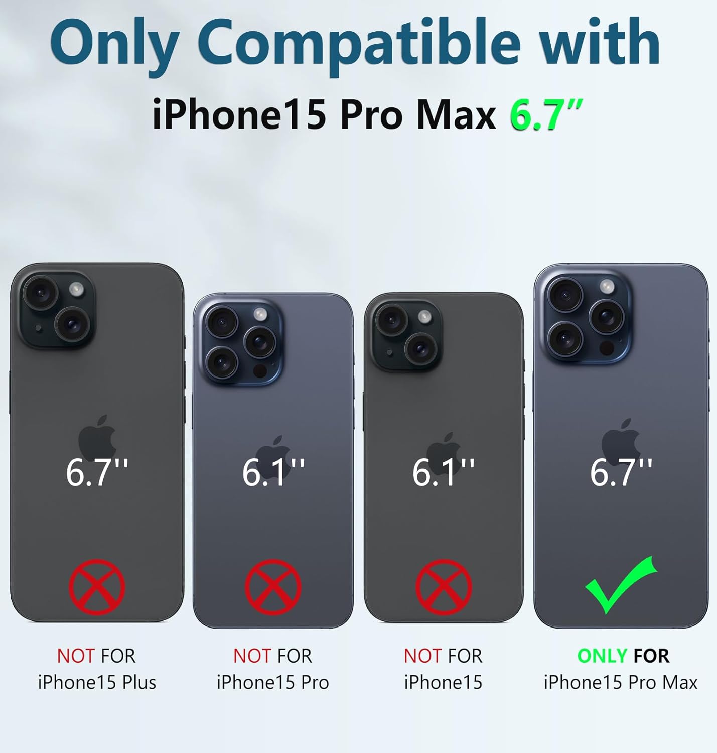 FNTCASE Funda para iPhone 15-Pro-Max Cubierta protectora de grado militar a prueba de caídas, resistente a prueba de golpes, con soporte y tobogán