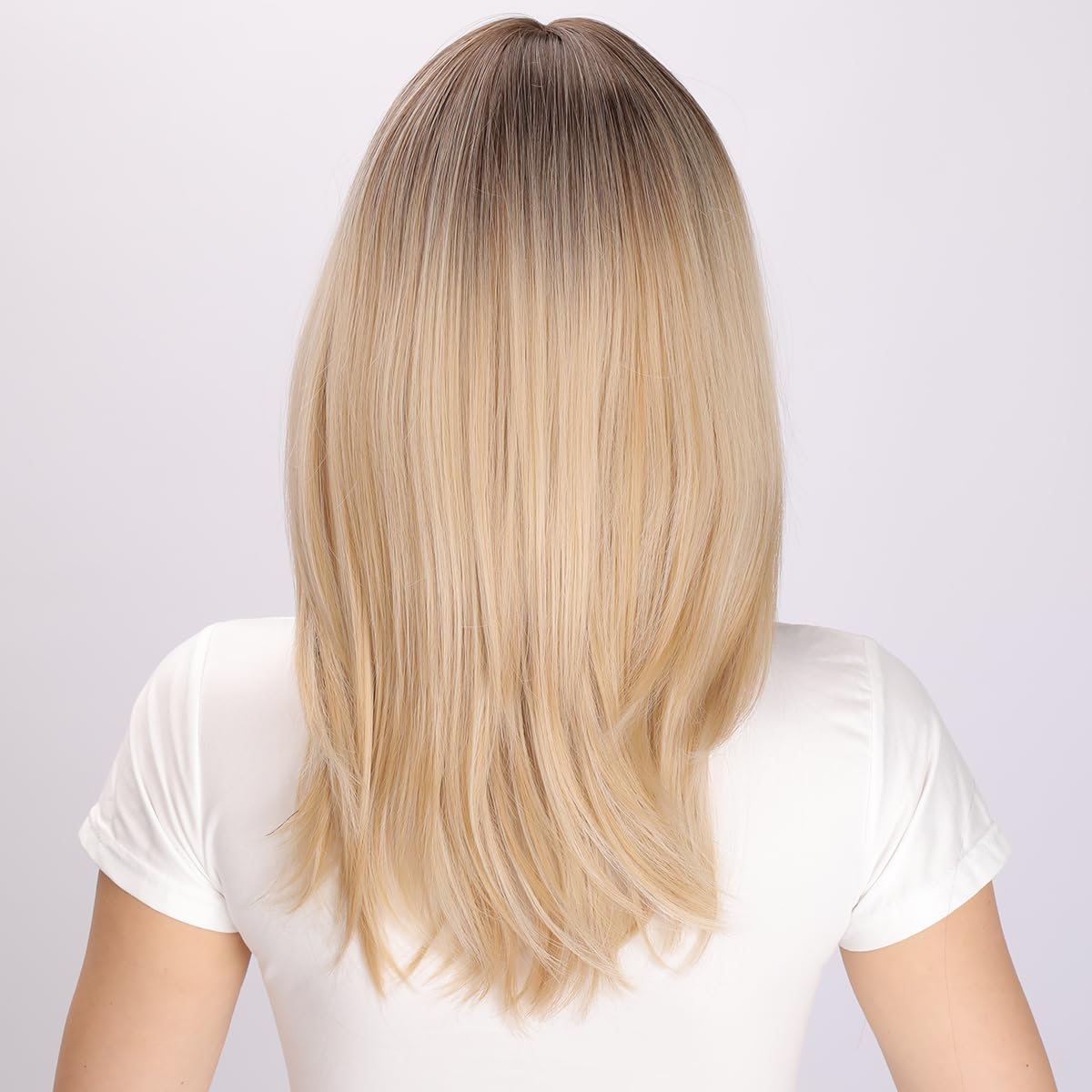 Smilco Pelucas sintéticas para mujer, peluca rubia, larga, ondulada y rizada con flequillo, pelucas de cabello de aspecto natural, pelucas de fibra
