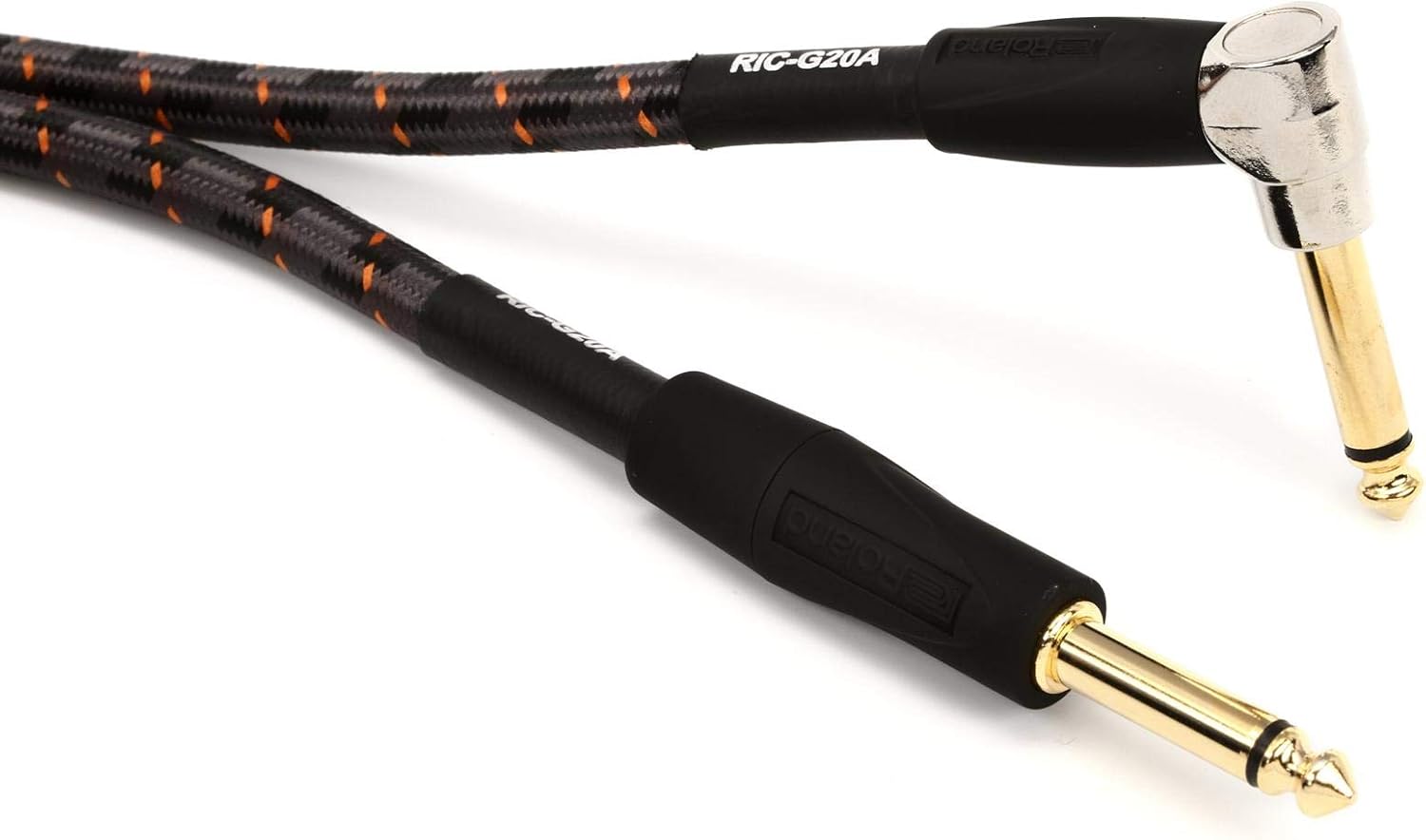 Roland Cable de instrumento serie Gold, conector anguladorecto de 14 pulgadas, 20 pies