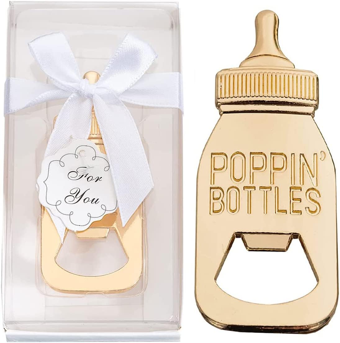 Juego de 18 abridores de botellas para baby shower, recuerdos de decoración de baby shower, abrebotellas con exquisita caja de regalo utilizada para