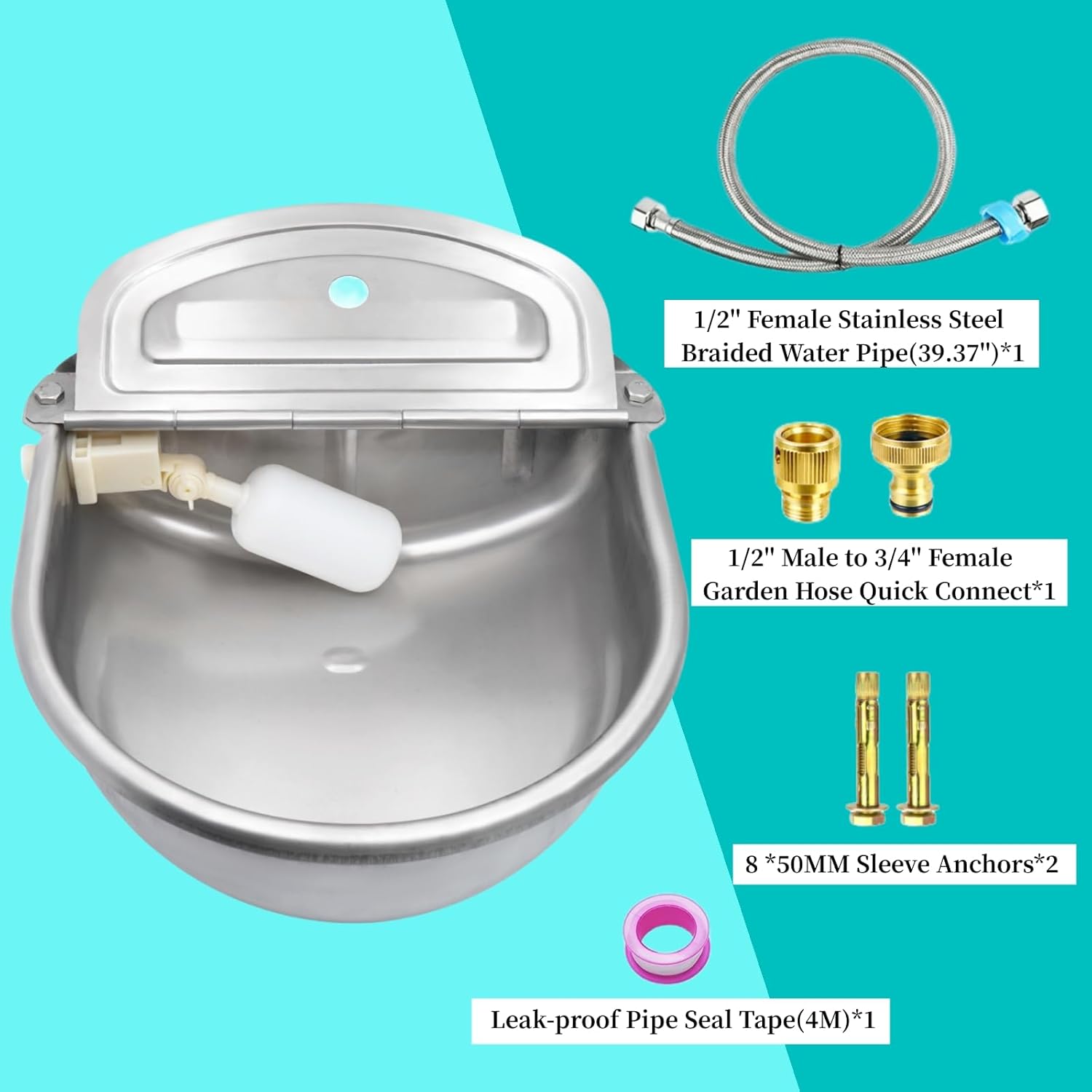 Dispensador automático de agua para perros de 3 galones, cuenco de agua automático para perros con conector de manguera, montado en la pared al aire