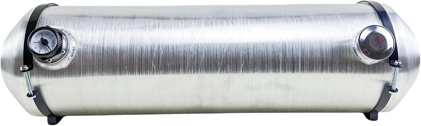 JSD Tanque de pila de combustible de 12 galones, 10 x 36 pulgadas, tanque de gas de aluminio con llenado de extremo de calibre de nivel, salida NPT