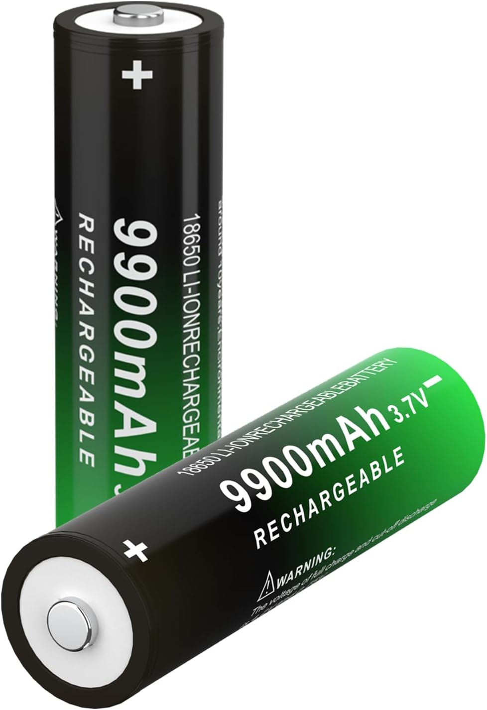 Batería recargable 18650 de 3,7 voltios 9900mAh 18650 batería con botón superior de iones de litio para linterna, faro, paquete de 2