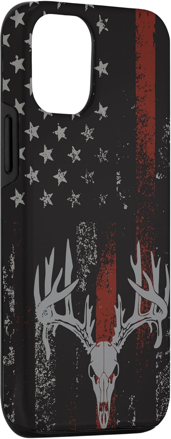 Funda para iPhone 14 con la bandera americana de cola blanca ciervo Buck Hunting USA FLAG Hunter