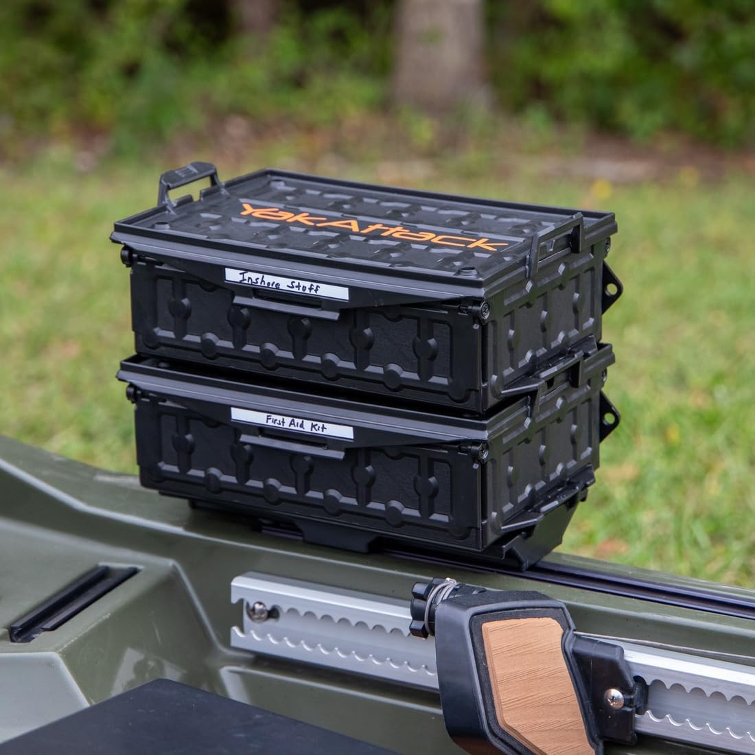 YakAttack Sistema de caja de almacenamiento de equipo de pesca apilable TracPak  Accesorios de pesca en kayak