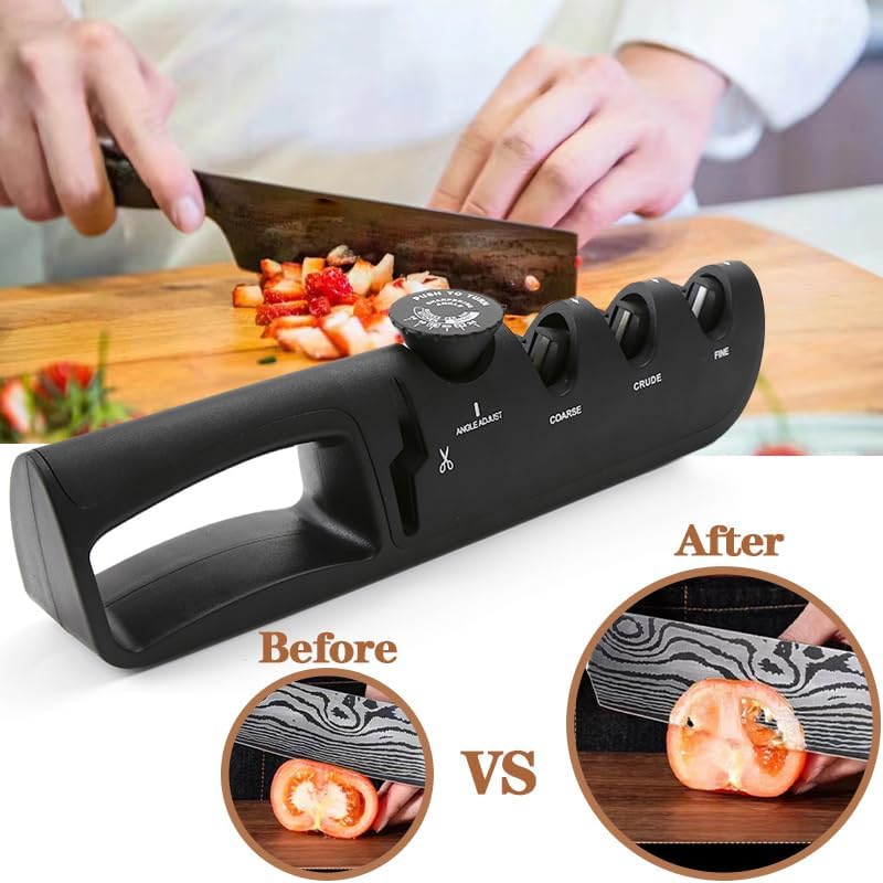 “Afilador de cuchillos de cocina multifuncional seis niveles de ajuste, adecuado para todo tipo de cuchillos” (negro)