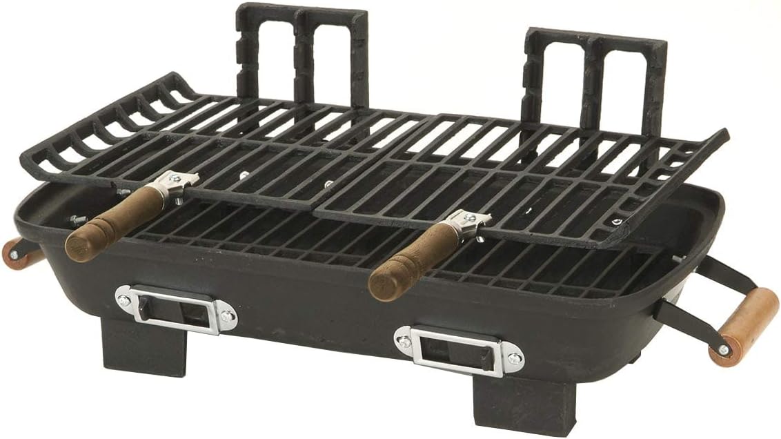 Home Parrilla de carbón de hierro fundido de 10 x 18 pulgadas, metal negro