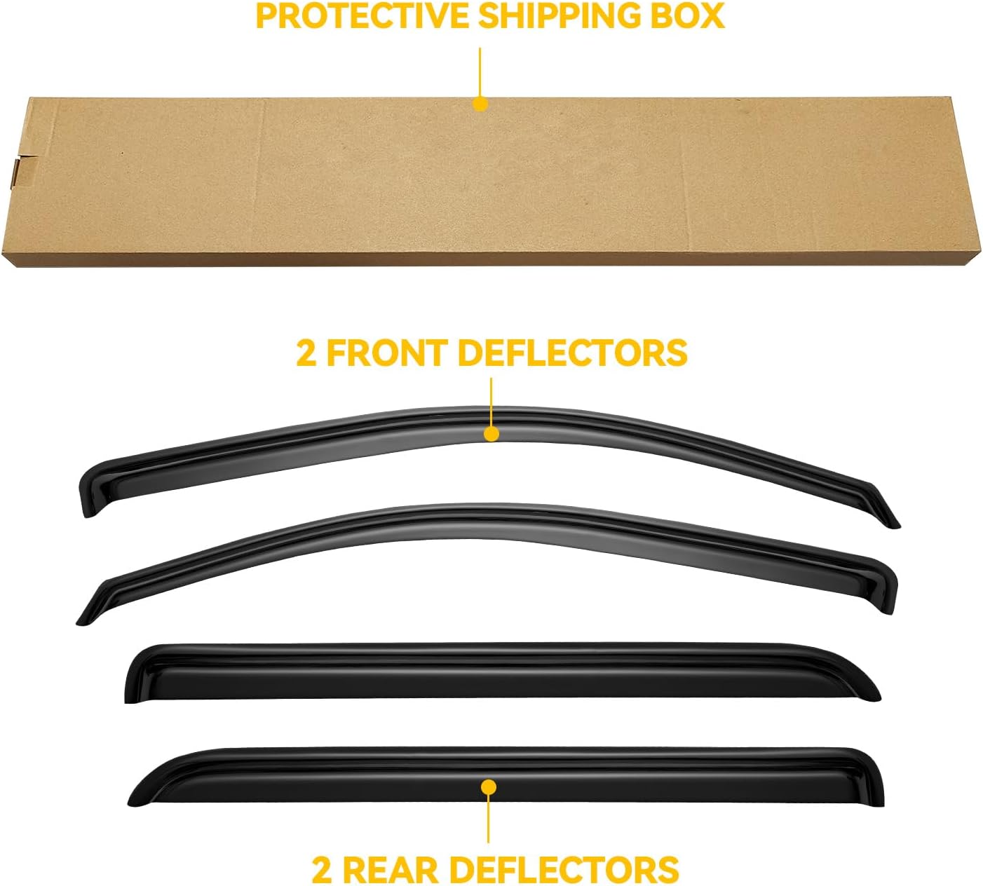 Viseras de ventana para Chevrolet Silverado y GMC Sierra 1500 Crew Cab 2014-2018, deflector de sombra de ventilación, color humo oscuro para