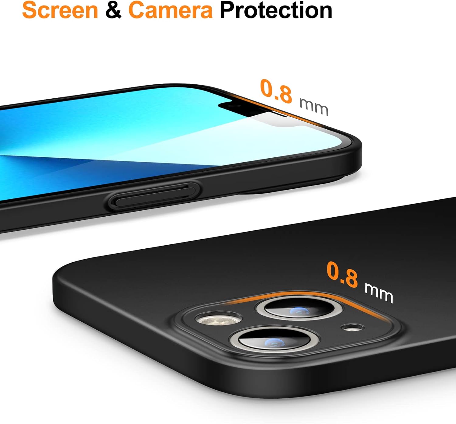 JETech Funda delgada mejorada (0.033 in de delgado) para iPhone 13 de 6.1 pulgadas, cubierta de lente de cámara, protección completa, ajuste