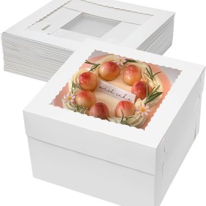 10 cajas para pasteles de 12 pulgadas, 12 x 12 x 8 pulgadas de alto, cajas para tartas de nivel con ventana, recipientes desechables para tartas con 10 cajas para pasteles de 12 pulgadas, 12 x 12 x 8 pulgadas de alto, cajas para tartas de nivel con ventana, recipientes desechables para tartas con