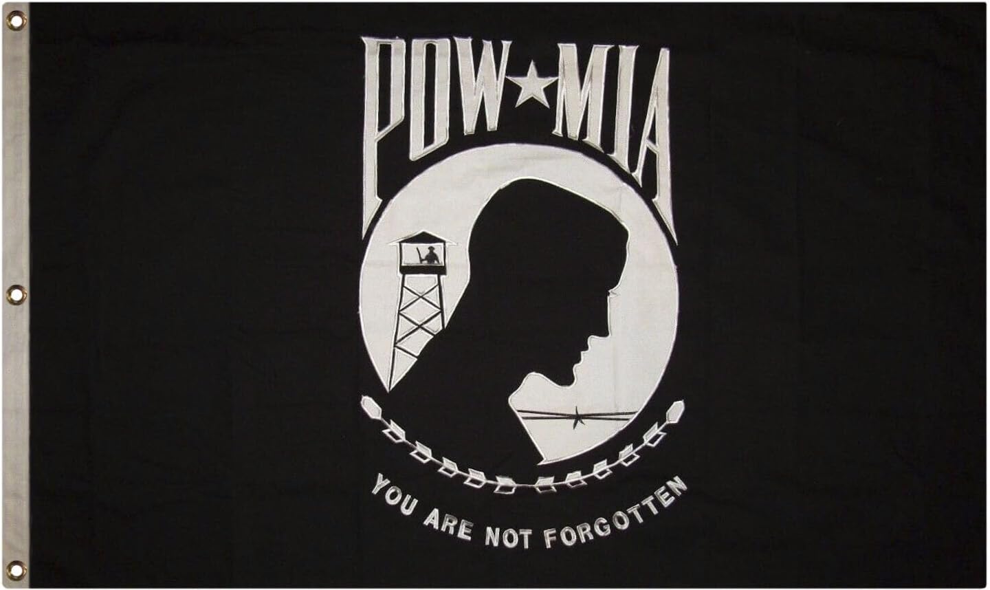 Premium 3×5 Embroidered Sewn POW MIA POWMIA 100% Cotton Flag 3’x5′
