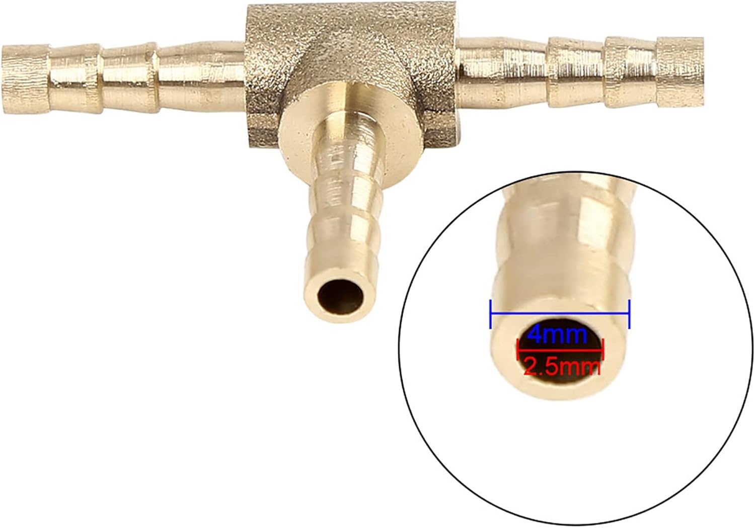 X AUTOHAUX Adaptador de conector en T de 3 vías de latón de manguera de 0.157 in para tubería de aceite de gas de agua de aire, 5 unidades