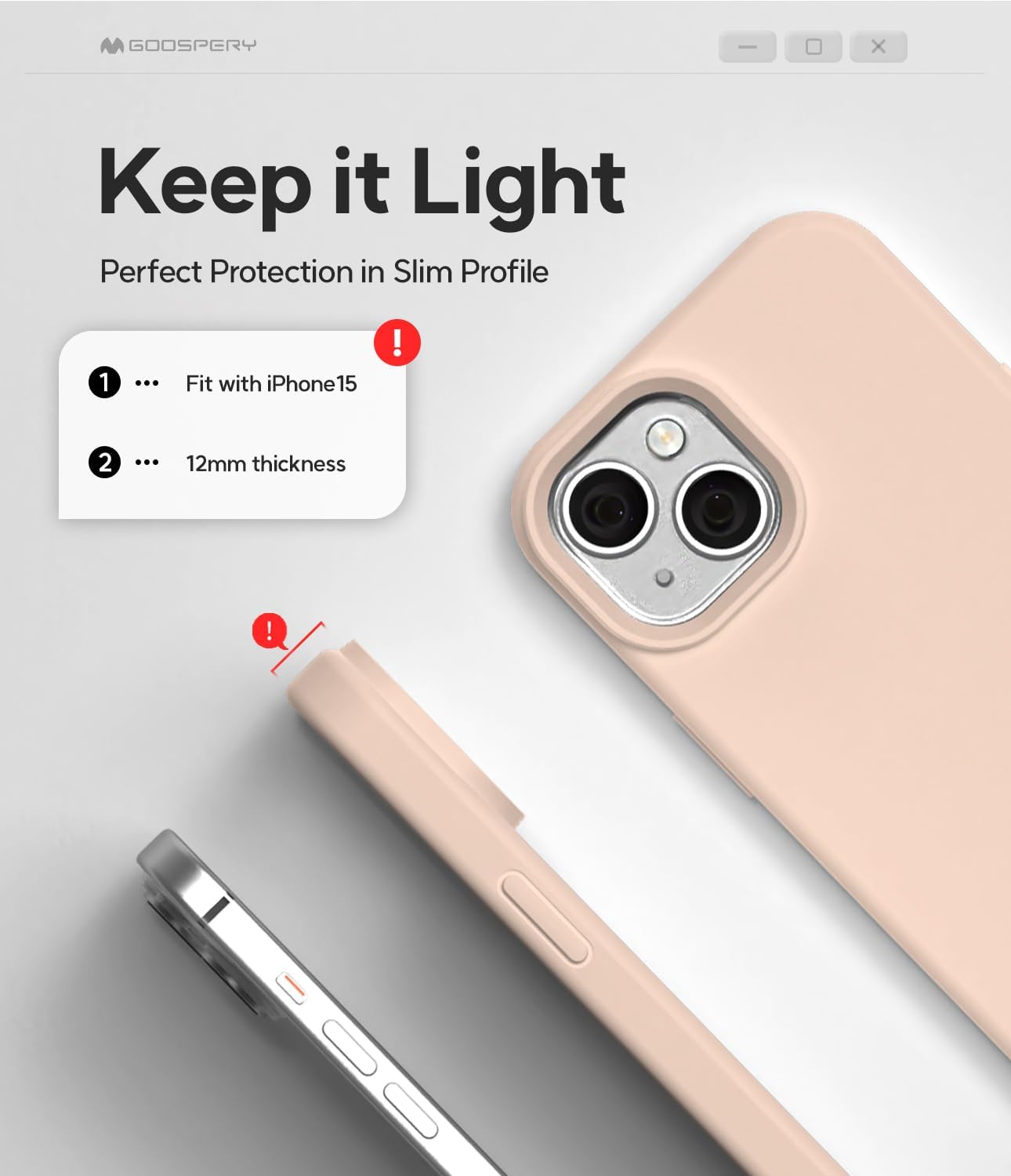 GOOSPERY Funda de silicona líquida compatible con iPhone 15, suave al tacto, protección de cuerpo completo, a prueba de golpes, con forro de