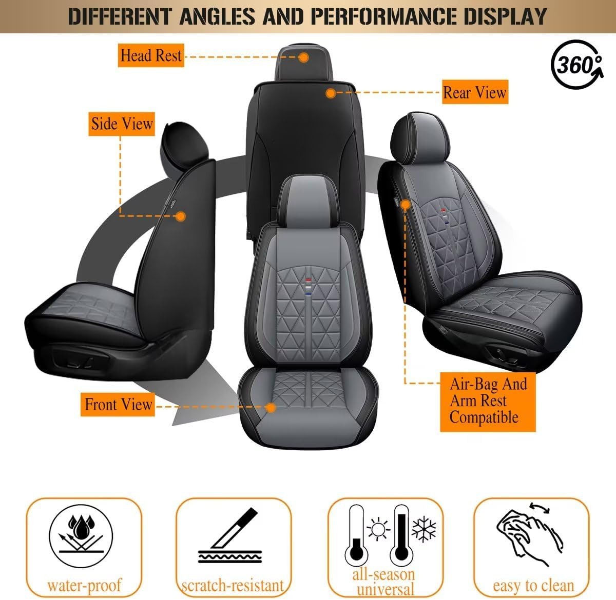 Fundas de asiento delantero para Chevy Trailblazer 2021-2024, impermeables, de piel sintética, compatibles con protector de asiento de automóvil con