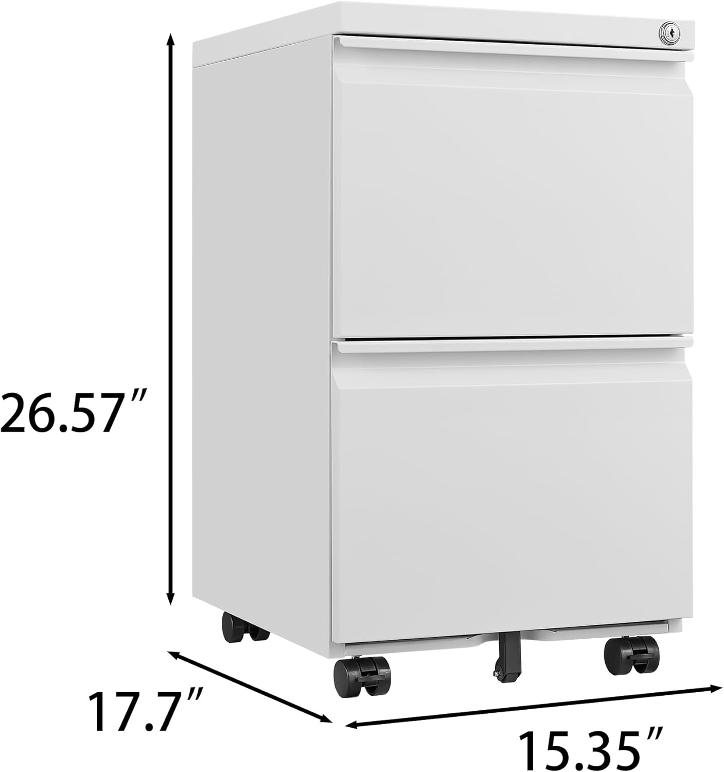 Archivador móvil de metal de 3 cajones con bloqueo vertical con cerradura, almacenamiento rodante debajo del escritorio para suministros,