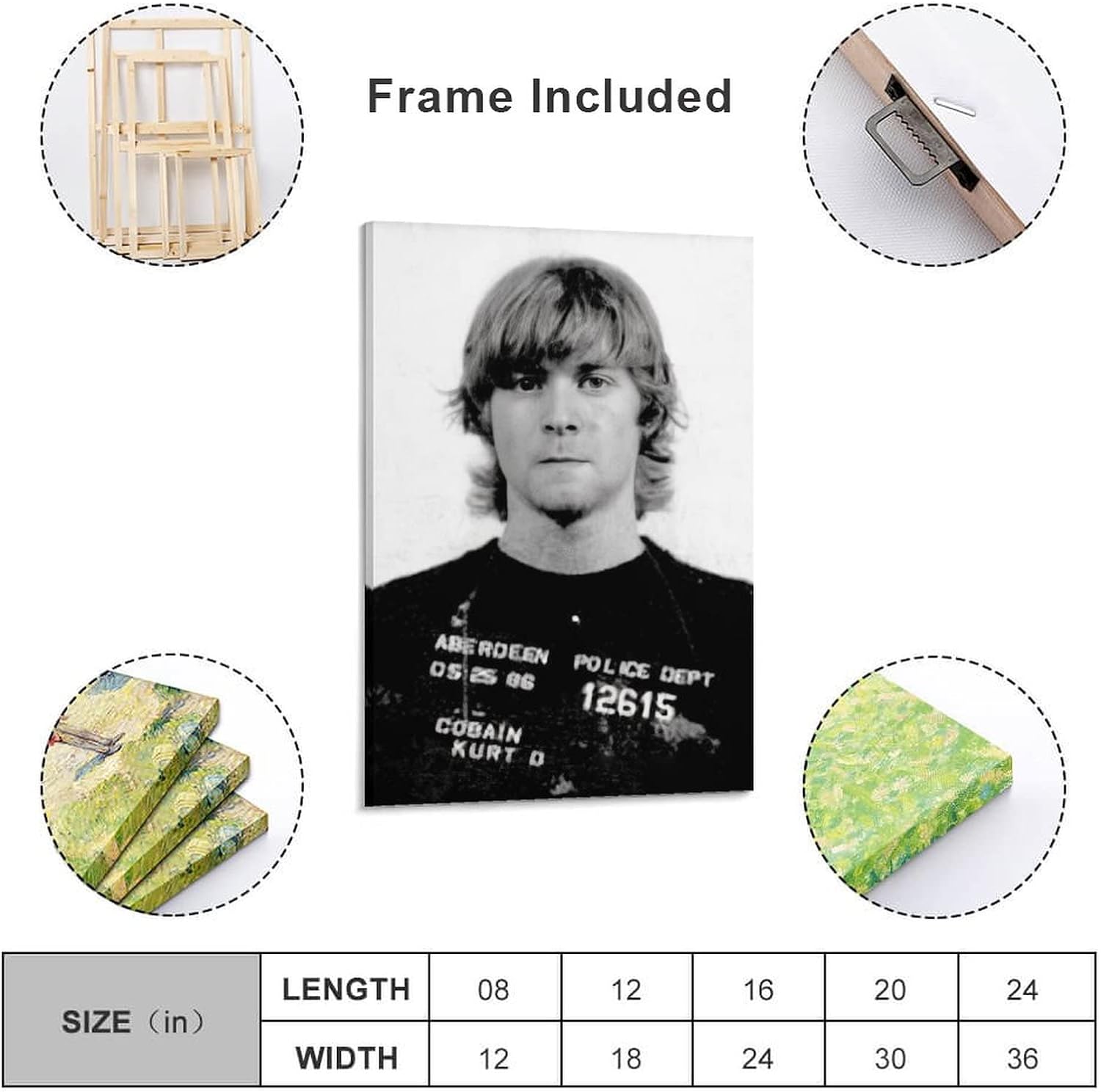 Póster vintage en blanco y negro de mafia Kurt Cobain gángster, póster de retrato, póster de pintura en lienzo, pósteres e impresiones artísticas de