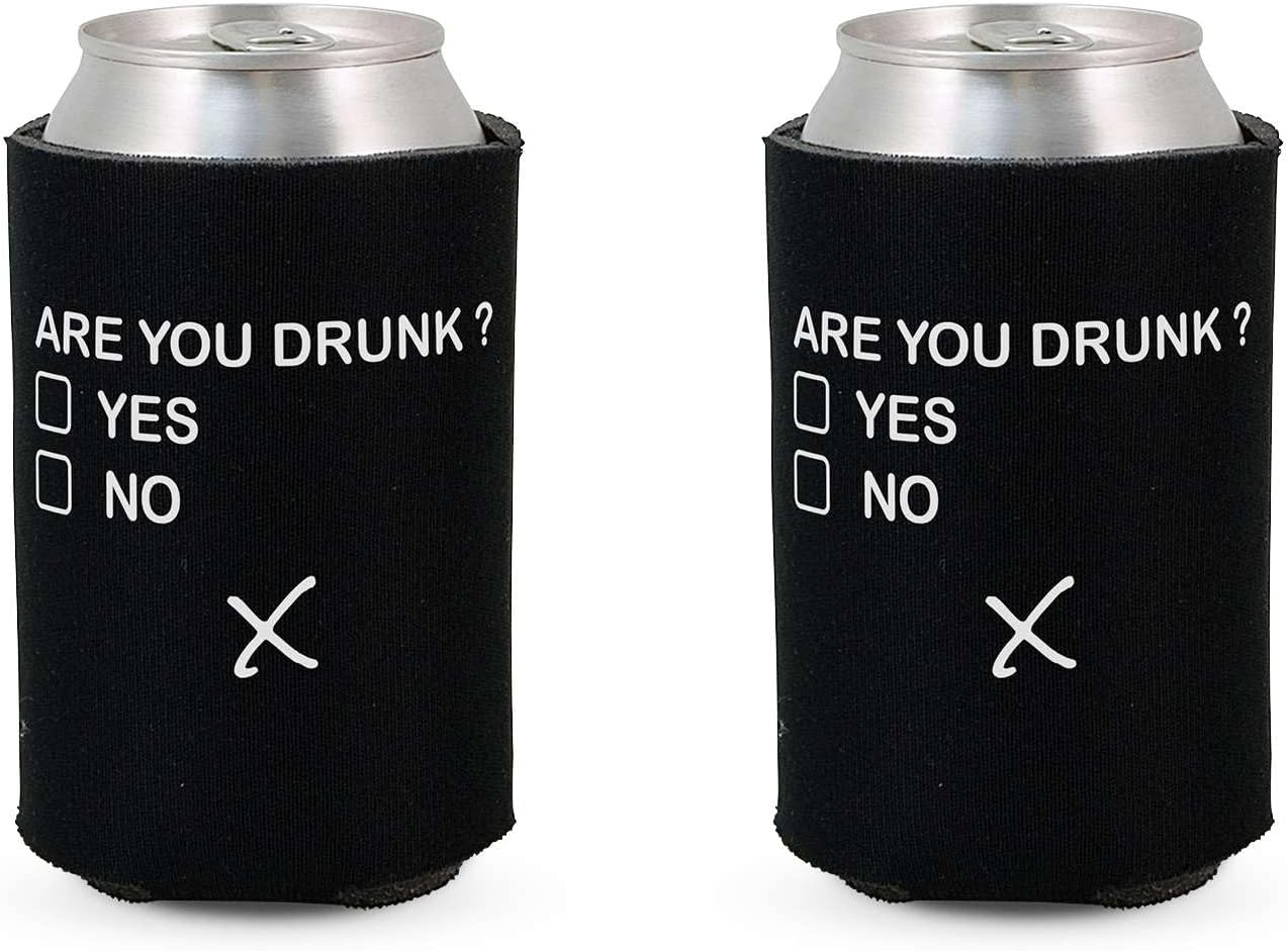 Estás borracho Sí No Funny Sarcastic Can Sleeve Cooler aislado Bebidas Coozies Soda Beer Hugger Coolies (negro, 2 unidades)