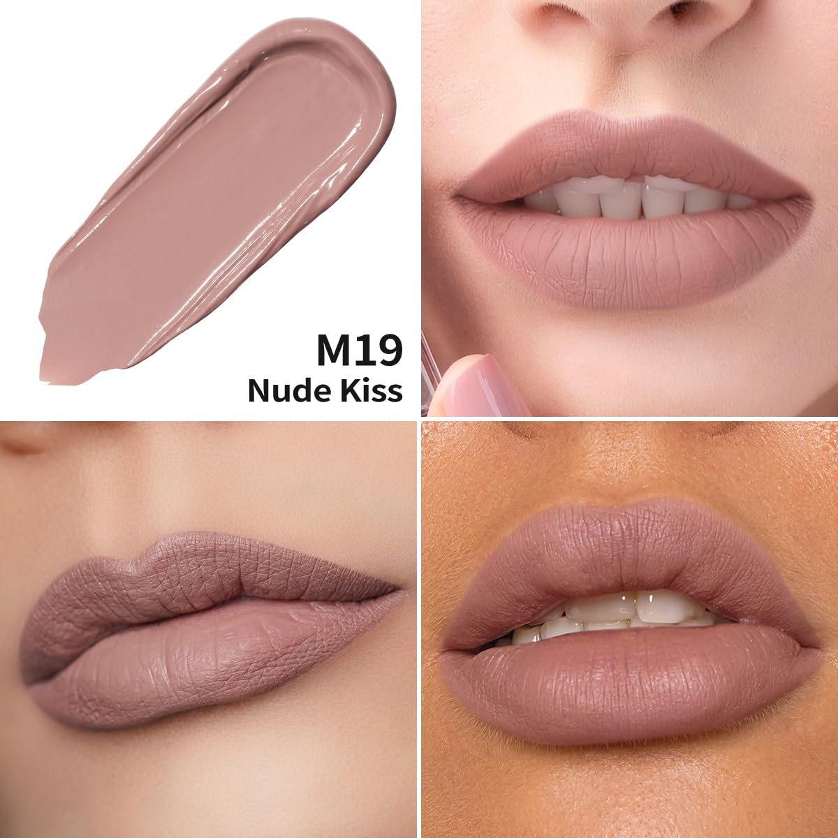 Oulac Lápiz labial rosa líquido mate para mujer, lápiz labial rosa nude de larga duración, tinte de labios impermeable, sin transferencia, fórmula