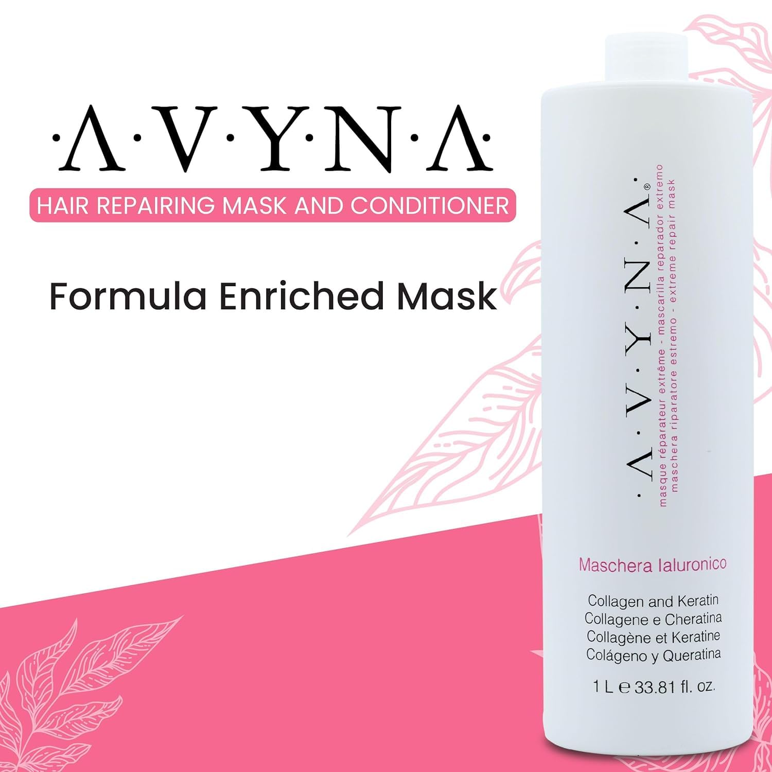 Avyna Acondicionador para cabello seco dañado con ácido hialurónico 33.81 fl oz