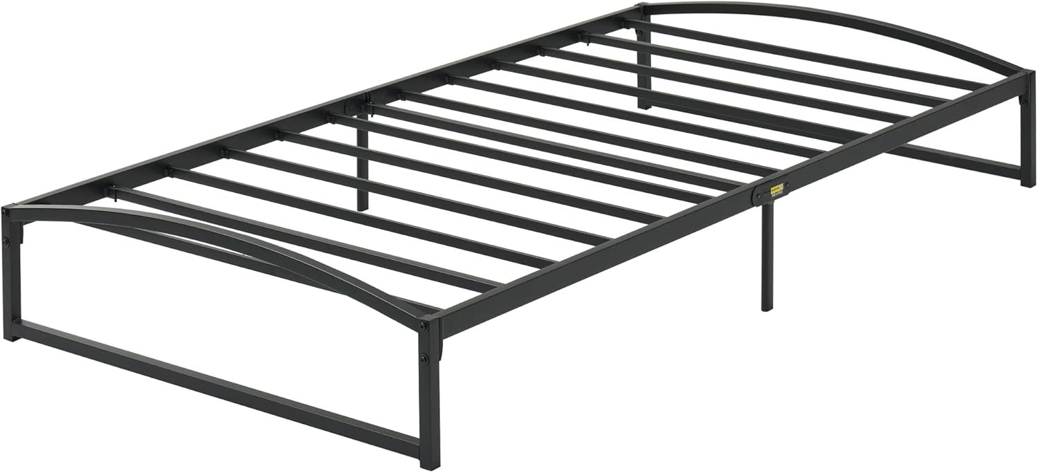 Base de cama de plataforma de metal de 10 pulgadas tamaño individual con soporte de listones de acero resistente, base de colchón, no necesita