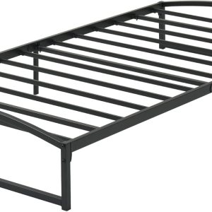 Base de cama de plataforma de metal de 10 pulgadas tamaño individual con soporte de listones de acero resistente, base de colchón, no necesita Base de cama de plataforma de metal de 10 pulgadas tamaño individual con soporte de listones de acero resistente, base de colchón, no necesita