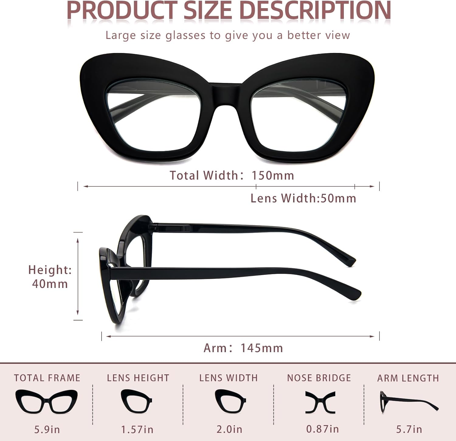 MMOWW Oversized Square Reading Glasses Fashion Cute Blue Light Blocking Computer Readers for Women 3 Pack