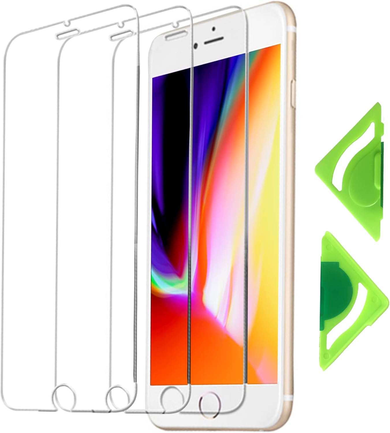 Protector de pantalla ultra transparente para iPhone 7 y iPhone 8 (paquete de 3) con alineador universal, borde 2.5D, película protectora de vidrio