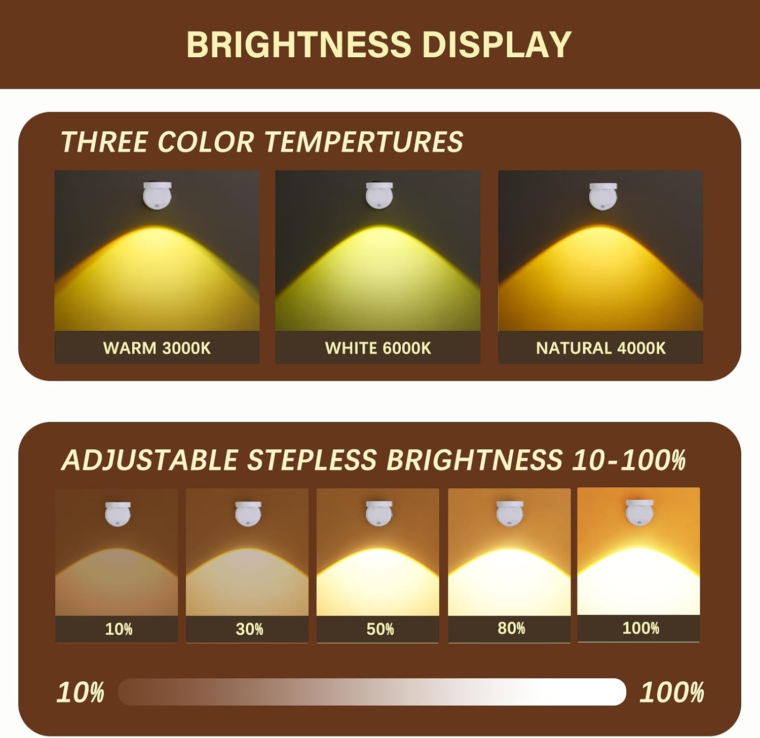 Lámpara de pared con sensor de movimiento, foco LED recargable, lámpara de lectura de cabecera con rotación flexible con 3 temperaturas de color
